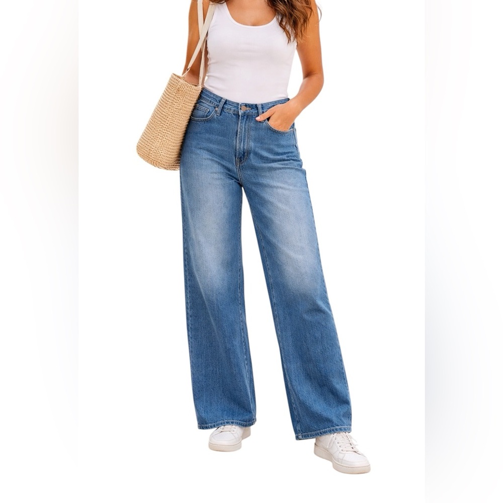 Universal Thread Relaxed Wide Leg Jeans Size 12 Tall High Rise Denim